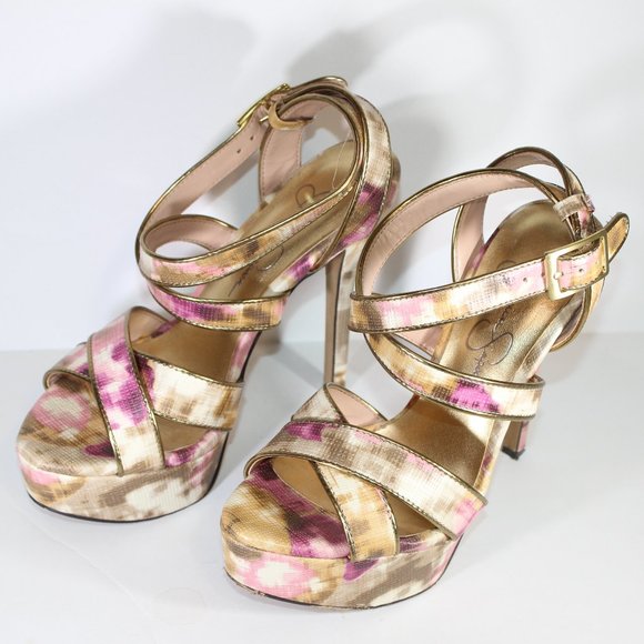 JESSICA SIMPSON Strappy Watercolour Floral Heel 6 - Picture 10 of 10